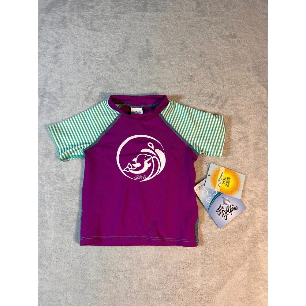 Little Dolfins Size 2T Purple‎ Mint Rash Guard Swim Shirt